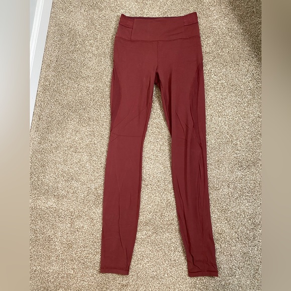 ATHLETA Aura Heel Tight Leggings Yoga Mesh Medium Brick Red - Picture 2 of 10
